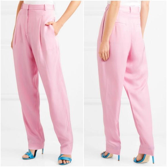 Tibi Pants - Tibi Satin-Twill Tapered Pants